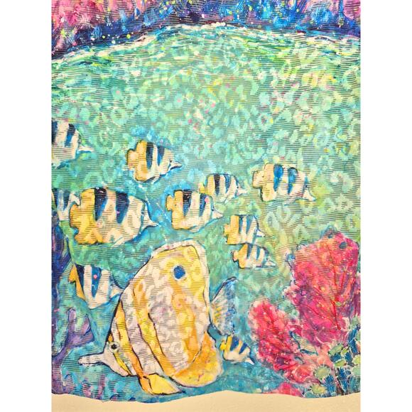 Leoma Lovegrove Sz S Open Front Cardigan Jacket Colorful Tropical Light Weight - Picture 6 of 9